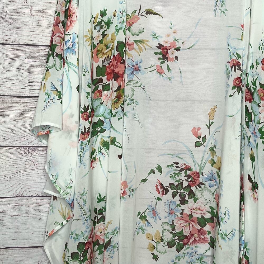 Umgee Sheer Girly Romantic Bridal Multicolored Floral Kimono Size 1XL - Picture 9 of 11